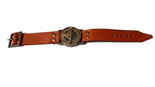 Parijat, orologio da polso con bussola e quadrante in ottone, confezione regalo