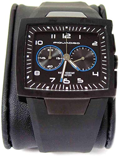 Piquadro Wwwatch cronografo da uomo in titanio satinato con quadrante impermeabile fino a 5 ATM - OR1009WW (Nero)
