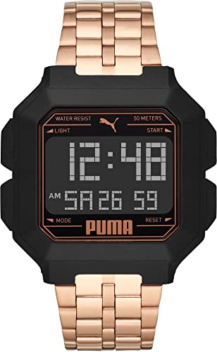 PUMA Remix - Orologio LCD in acciaio con tono oro rosa - P5035