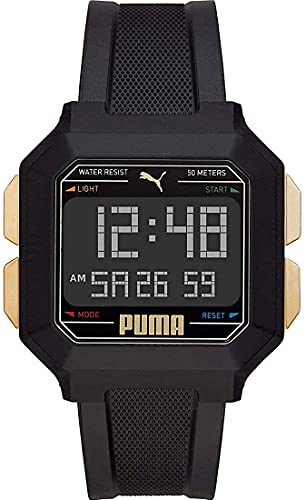 Puma Remix LCD- -Orologio al quarzo digitale con cinturino in poliuretano nero da uomo- P5060