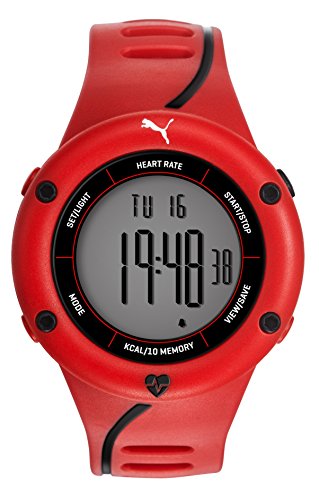 Puma Time Cardiac 01 Orologio da Polso, Digitale, Uomo, Cinturino in Plastica, Rosso