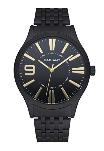 Radiant - Orologio analogico da uomo, collezione Master, orologio nero con cinturino e quadrante nero con dettagli dorati, 5 ATM, 44 mm, rif. RA565204