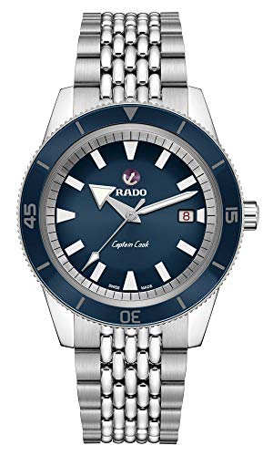 Rado Men's Captain Cook 42mm Steel Bracelet & Case Sapphire Crystal Automatic Blue Dial Watch R32505203