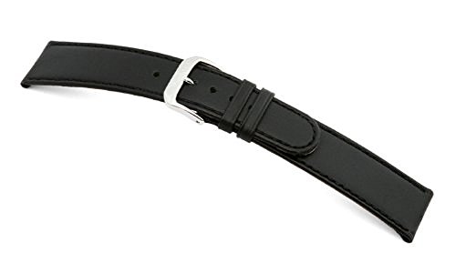 RIOS1931 - Cinturino per orologio Ecco in pelle bovina, misura media, 20 mm, colore: Nero