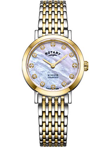 Rotary Womens windsor diamond date two tone bracelet watch LB05301/41/D