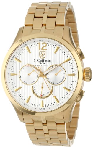 S.Coifman SC0127 Orologio da Polso, Display Cronografo, Uomo, Bracciale Rivestito in Acciaio Inox, Oro