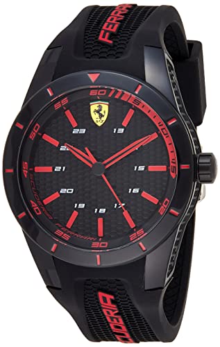 Orologio da uomo analogico al quarzo cinturino in silicone rosso, Scuderia Ferrari 0830245