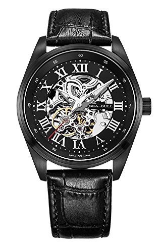 Orologio Gabbiano, orologio meccanico completo, 50 m, impermeabile, orologio sportivo aziendale D819.611HK, colore: nero