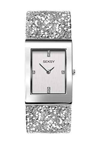 Seksy - Orologio da donna con cristalli Swarovski, cinturino in cristallo Swarovski, impermeabile, regolabile Rocce d'argento