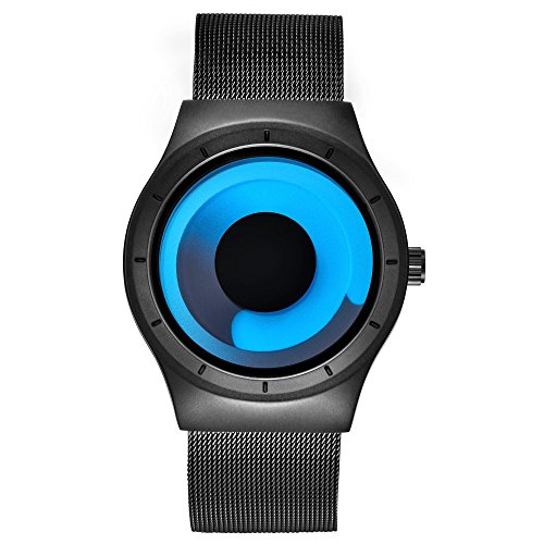 Orologi da uomo in acciaio inossidabile di lusso nero stile sportivo con cronografo impermeabile orologio da polso multifunzione (Blu)