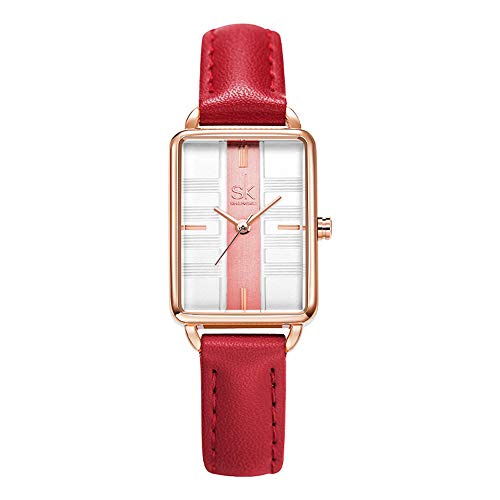 Orologio da donna SHENGKE con cassa rettangolare, orologio al quarzo con cinturino in maglia milanese in acciaio inossidabile, orologio da lavoro di classe casual