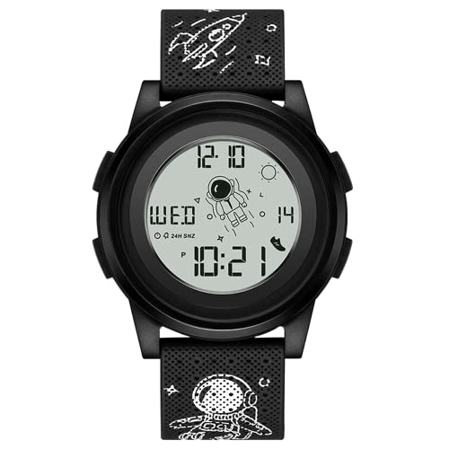 SK Orologio digitale impermeabile con cronometro, ultra sottile e leggero, orologio digitale da polso per uomini, donne, coppie, studenti, nero, digitale