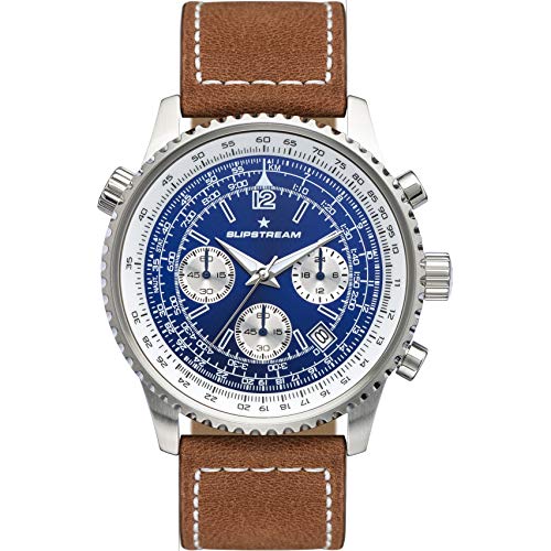 SLIPSTREAM SL107521 - Orologio cronografo da uomo, 42 in blu con display cronografo, datario, cinturino in pelle marrone
