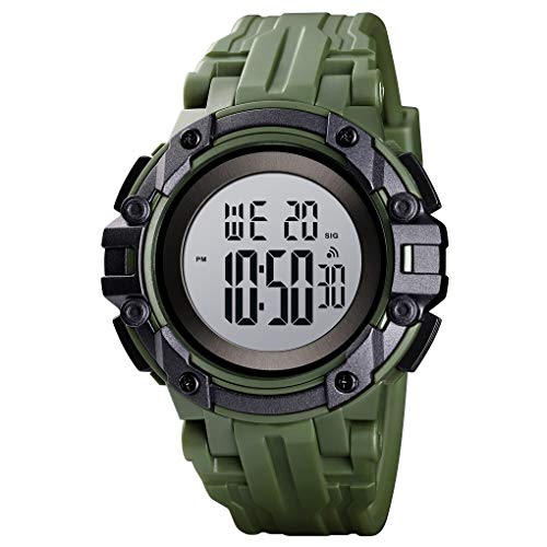 SOONHUA 50M impermeabile sport all'aperto orologio digitale orologio cronometro, Verde militare,