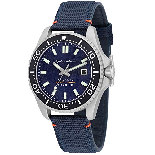 SPINNAKER Men's Tesei 43mm Blue Leather Band Titanium Case Sapphire Crystal Automatic Watch SP-5061-02