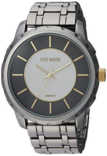 Steve Madden Men's Analog-Quartz Watch with Alloy Strap, Silver, 24.384 (Model: SMW154)