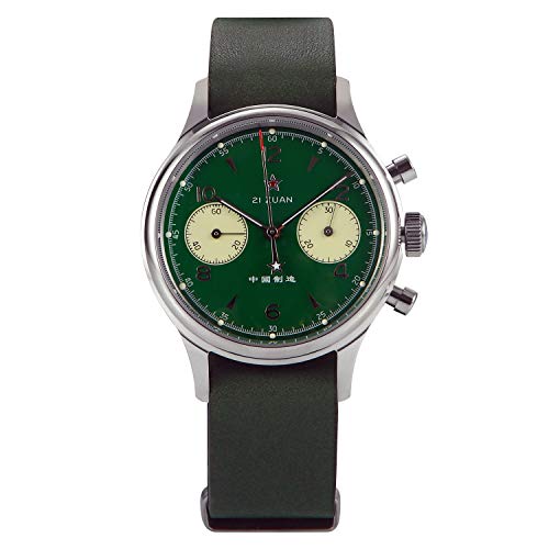 Seagull ST1901 Panda Cronografo Verde Zaffiro, Display Back,2 Cinghie 1963 BNIB