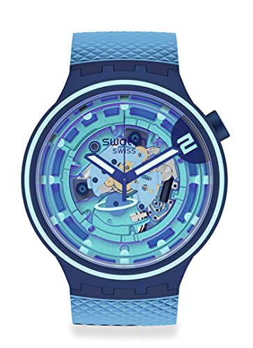 Swatch Grande cinturino in silicone al quarzo standard, blu, 20 orologio casual (Modello: SB01N101)
