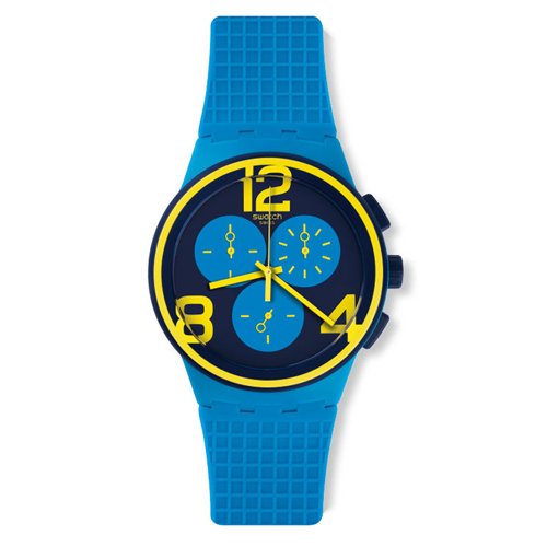 Swatch Orologio cronografo al Quarzo Unisex con Cinturino in Silicone SUSS100