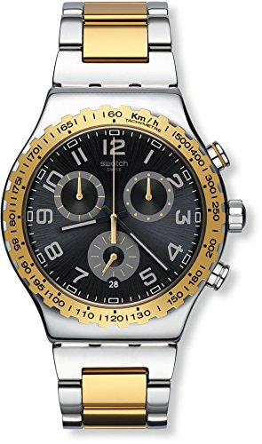 Swatch Orologio cronografo al Quarzo Unisex-Adulto con Cinturino in Acciaio Inossidabile YVS427G