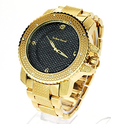 Techno uomo hip hop Iced out Baller lusso diamante lunetta analogico orologio da polso oro