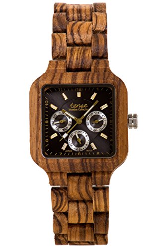 Tense//L' orologio in legno – Mens Summit zebranoholz – Orologio da uomo – Orologio in legno b7305z