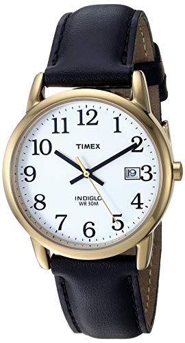 Timex T2H291 Orologio da Polso, Quadrante Analogico da Uomo, Cinturino in Pelle, Bianco/Oro/Nero