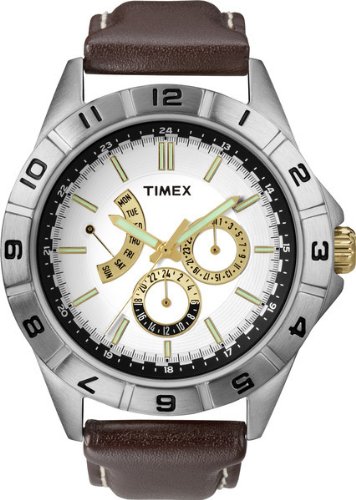 Timex T2N517AU Orologio da Polso, Quadrante Analogico da Uomo, Cinturino in Pelle, Colore Marrone