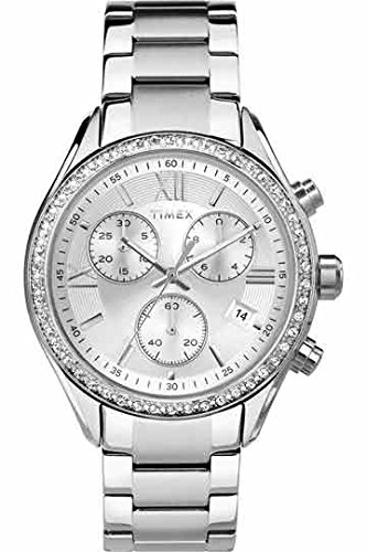 Timex TW2P66800 Orologio da Polso, Cronografo, Donna, Cinturino in Acciaio Inox, Argento/Grigio Metallizzato