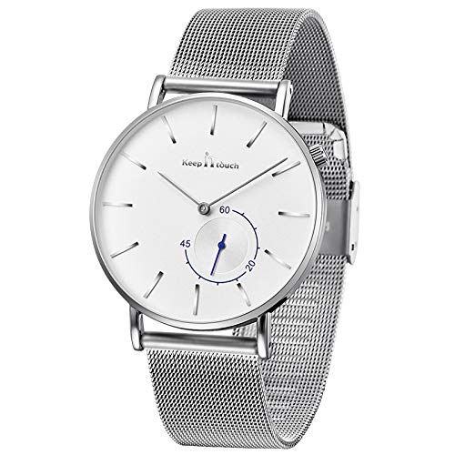 Infinite U-Watch Ultra sottile bianco quarzo per uomo Moda minimalista orologi da polso per uomo vestito casual impermeabile con cinturino in acciaio inox bianco