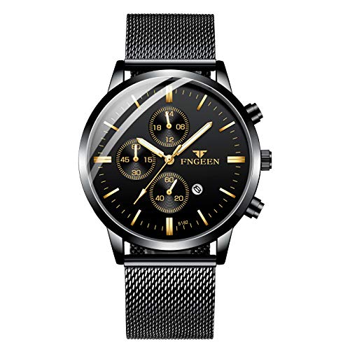 Infinity U-Watches da uomo, impermeabile con cinturino in acciaio inossidabile Orologi da polso al quarzo analogici Puntatore luminoso con calendario