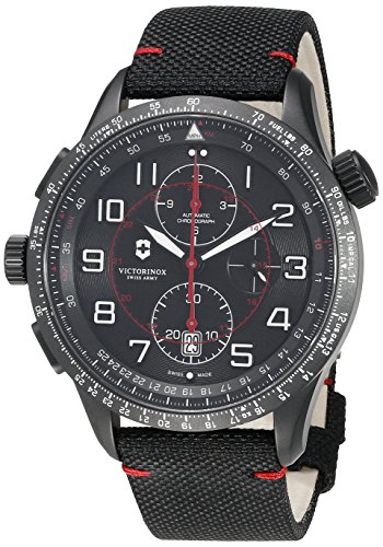 Victorinox Uomo Airboss Mach 9 Black Edition - Orologio cronografo automatico in acciaio inossidabile/tessuto fabbricato in Svizzera 241716