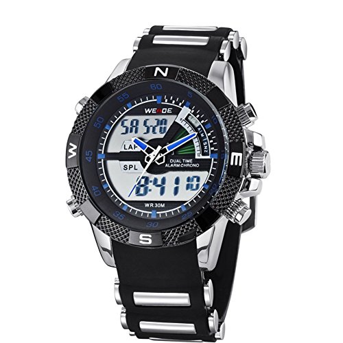 Weide Denis Charm orologio analogico e digitale sportivo, da uomo, con Dual Time, schermo LCD con retroilluminazione wh-1104 – 1 orologio + confezione regalo