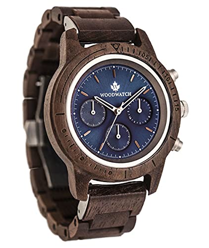 WoodWatch Sapphire Silver | Orologio in legno uomo da polso premium | Wood watch for men | Orologio resistente e antispruzzo