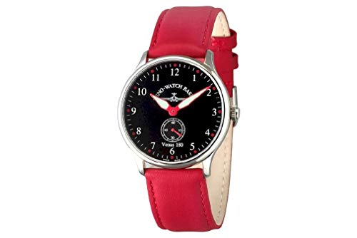 Zeno-Watch Orologio Uomo - Flatline Venus 180 black+red - Limited Edition - 6682-6-a17