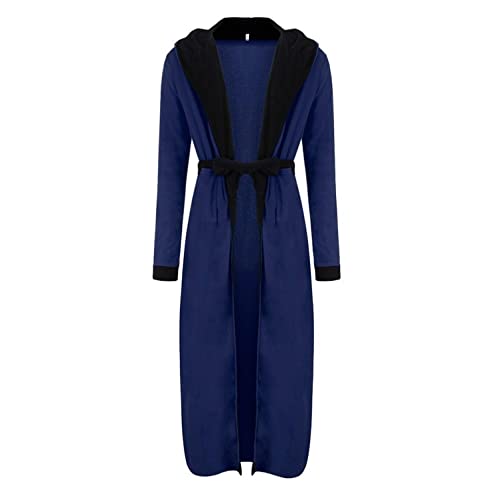 Bathrobe Morgenrock - Pigiama invernale kimono da uomo, comodo accappatoio in spugna, morbido con cappuccio, xxxl 5xl xxl 4xl lungo, accappatoio in spugna, accappatoio per sauna, A3-blu, 5X-Large