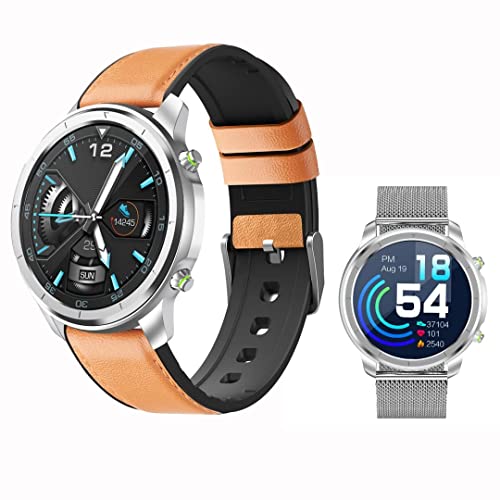 AAN Mercury M21 – Smart Watch – Additional Strap, CE, FCC, RoHS, GPS, Fitness Measurement (Heart Rate/Blood Pressure/Oxygen), Waterproof IP67, Bluetooth 5.0 (Brown-Silver)