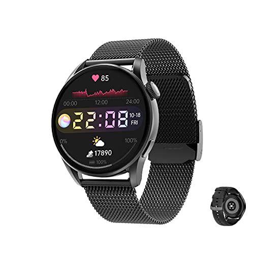 Aliwisdom Smartwatch DT 3 per Uomo Donna, 1,36'' HD Rotondo Smart Watch con chiamate Bluetooth e promemoria Whatsapp, Fitness Tracker Impermeabile Orologio Fitness per iPhone Android (Nero)