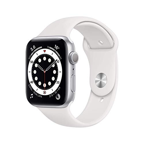 Apple Watch Series 6 GPS, cassa in alluminio color argento da 44 mm con cinturino Sport bianco (Ricondizionato)