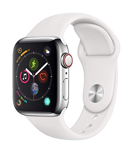 Apple Watch Series 4 40mm (GPS + Cellular) - Cassa In Acciaio Inossidabile Color Argento Con Bianco Cinturino Sport (Ricondizionato)