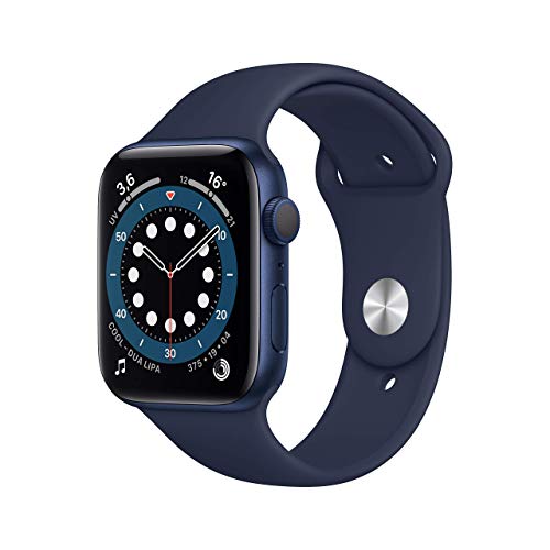 Apple Watch Series 6 (GPS, 44 mm) Cassa in alluminio azzurro con Cinturino Sport deep navy