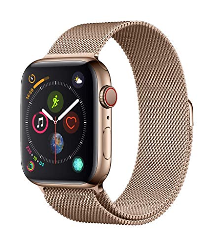 Apple Watch Series 4 (GPS + Cellulare) Cassa 44 mm in Acciaio Inossidabile Color Oro e Loop in Maglia Milanese Color Oro