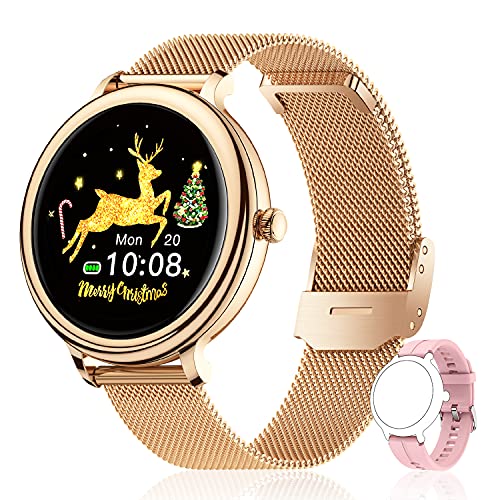CatShin Smartwatch Orologio Fitness Donna Uomo Acciaio Cardiofrequenzimetro da Polso Impermeabile IP68 Contapassi Conta Calorie Bluetooth Smart Watch Touch Sportivo Activity Tracker per Android iOS