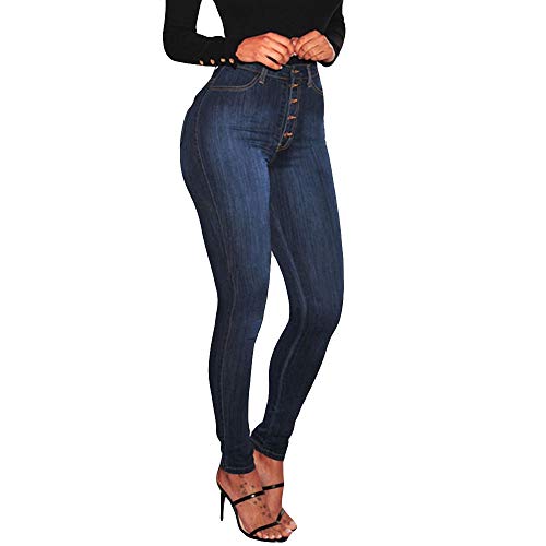 Chejarity Y2K 2022 - Pantaloni da donna in denim in taglie forti, elasticizzati, slim fit, con vita alta, per il tempo libero, 089-nero, XXL