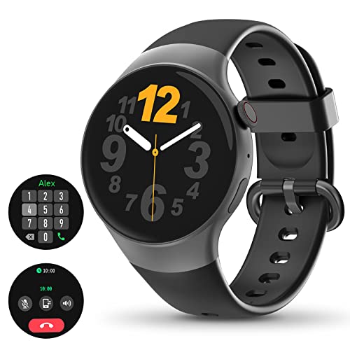 Chronus Smartwatch Uomo, Orologio Fitness con Chiamata Bluetooth Risposta 1.32'' HD Full Touch Smart Watch con Cardiofrequenzimetro Polso Cronometro Contapassi Standby 35 Giorni per Android iOS(Nero)