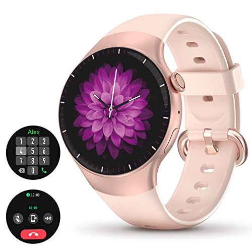 CHRONUS Smartwatch Donna, Orologio Fitness con Chiamata Bluetooth Risposta 1.32'' HD Full Touch Smart Watch con Cardiofrequenzimetro Polso Cronometro Contapassi Standby 35 Giorni per Android iOS(Rosa)