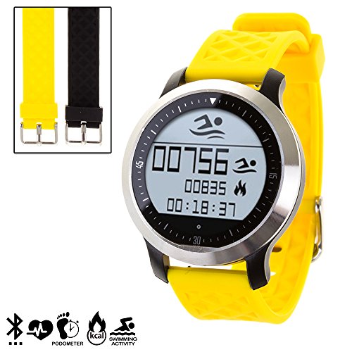 DAM DMR228 - Smartwatch Sportswim F69 con 2 cinturini intercambiabili, colore: Giallo