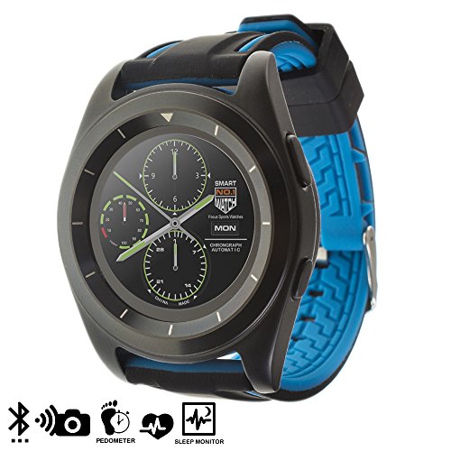 DAM Silica DMT179BLACKBLUE - Smartwatch G6 con Display Circolare e Cinturino in Gomma, Colore: Nero/Blu