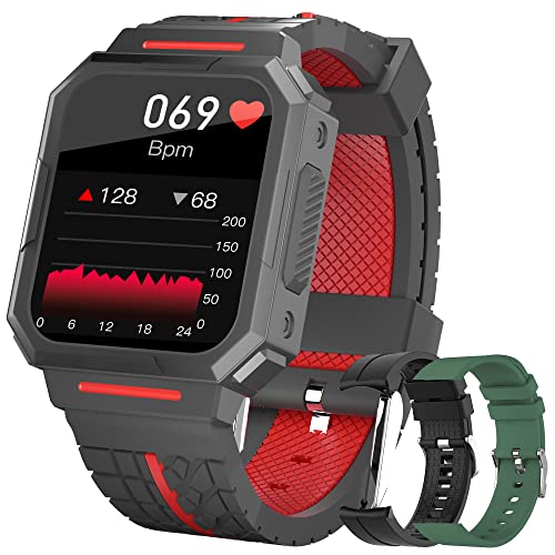 Smartwatch Uomo 1,69'' Orologio da Polso Fitness Tracker con Schermo Personalizzato, IP68 Impermeabile Cardiofrequenzimetro Contapassi Sportivo Activity Tracker Smart Watch per Android IOS (Rosso)