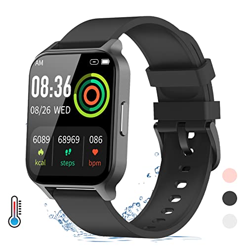 Smartwatch,Orologio Fitness Uomo Donna 1,69'' Smart Watch Temperatura Sonno Cardiofrequenzimetro Contapassi Cronometro Orologio Sportivo Impermeabil IP68, 24 Modalità Sportive per Android iOS (Nero)